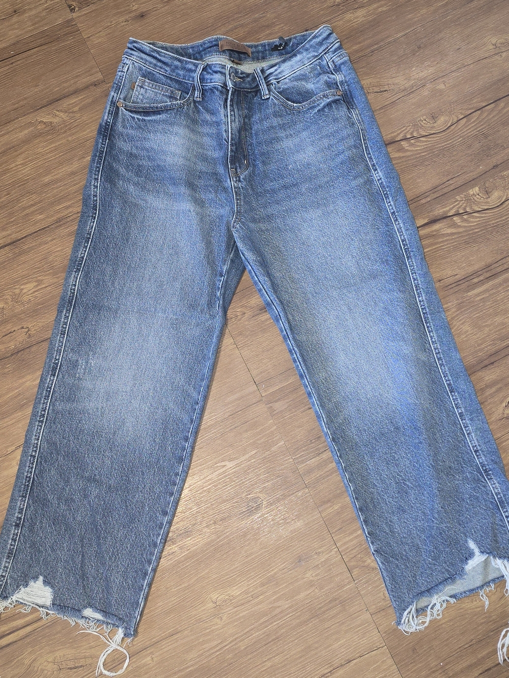 Judy Blue Wide Crop Straight-Leg Blue Jeans - Size 11/30